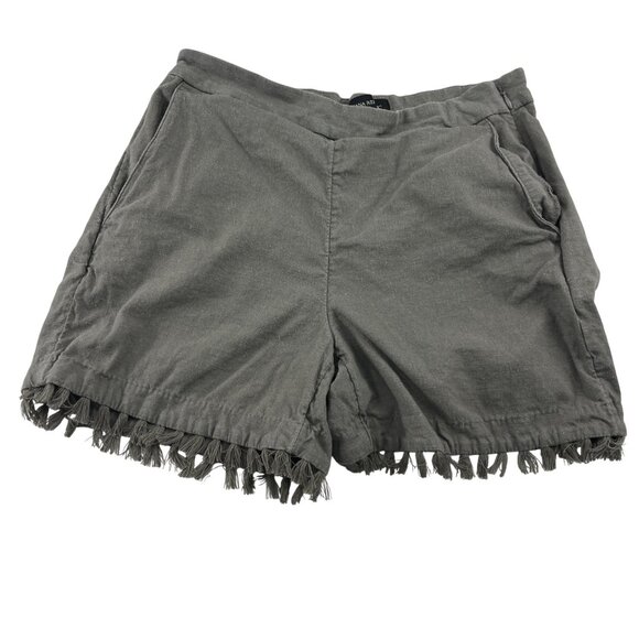 Banana Republic Women's Tassel Hem Shorts Size 2 Olive Green Side Zipper - Picture 1 of 6